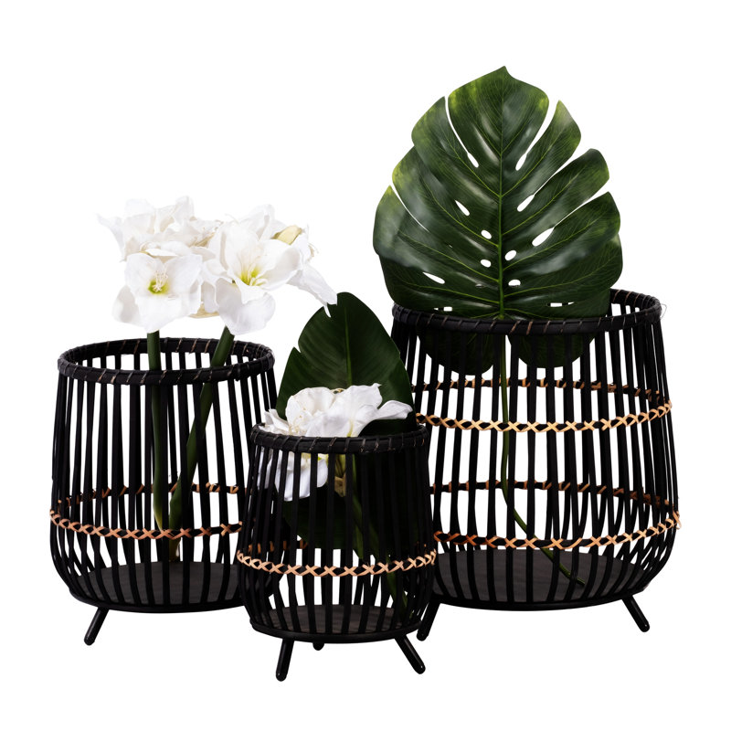 S/3 Bamboo Footed Planters 17/14/10"