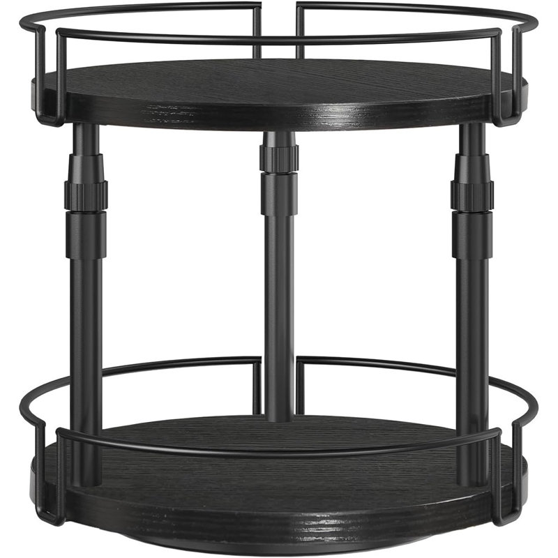 2-Tier Height Adjustable Rotating Spice Rack, Black