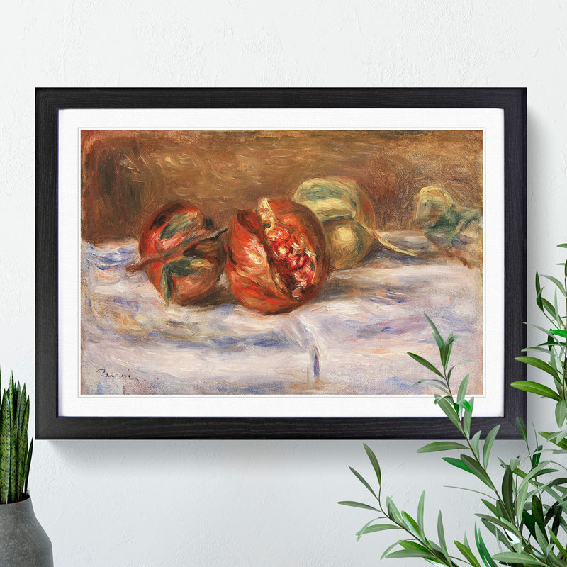 Pomegranates by Pierre-Auguste Renoir - Picture Frame Painting, 65cm H x 90cm W x 2cm D, Oak Framed