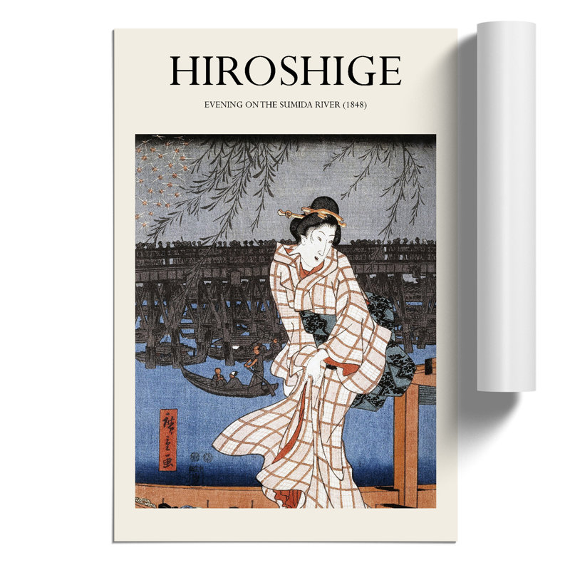Evening on the Sumida River Print by Utagawa Hiroshige - Frameless Print, 59cm H x 42cm W x 0.1cm D
