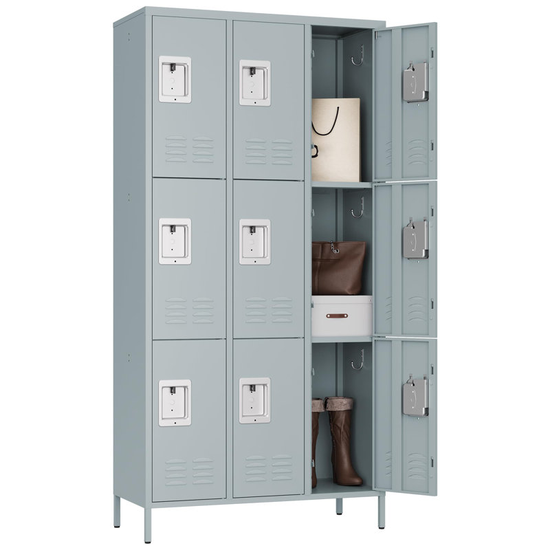 Casiers en métal pour les employés - Casier de rangement à 9 portes avec tablettes et armoire verrouillable en acier pour l'école, la salle de sport, le bureau et le personnel