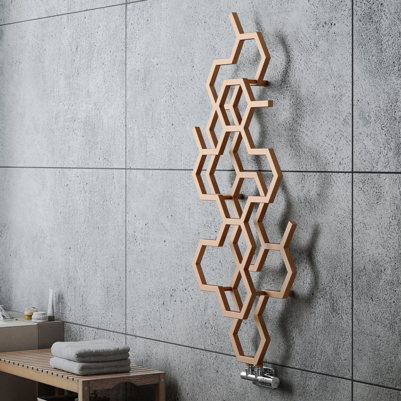 Hex Vertical Designer Radiator 1200Hx486W, Copper
