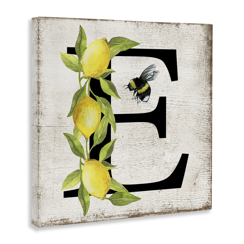 "Lemon & Bee", art mural sur toile par Creatif Belle bp-604_CN, H 30 po x l 30 po