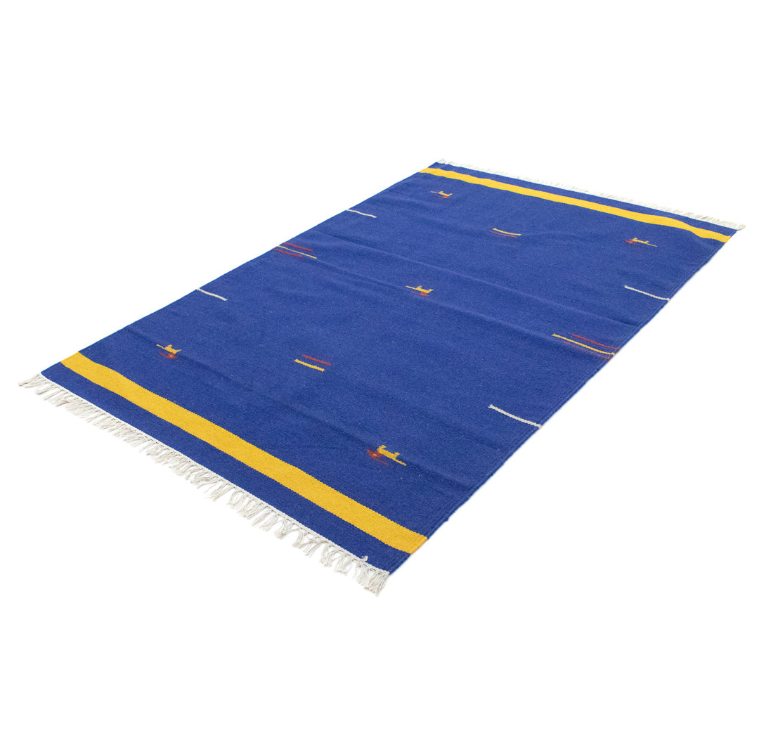 Handmade Kilim Wool Blue Indoor/Outdoor Rug