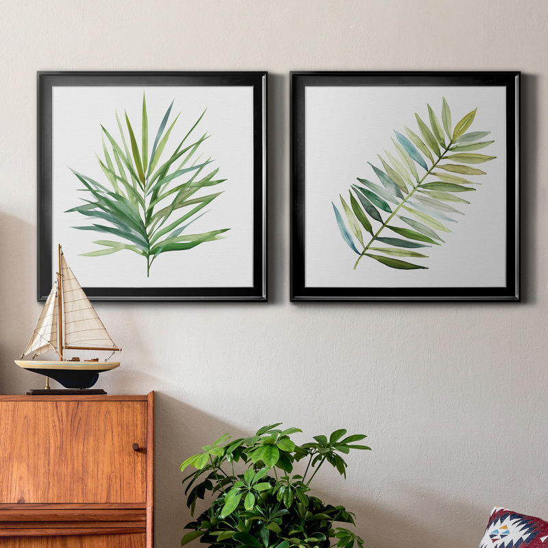 Impression sur toile, "Palm Frond I" 2 pièces, Noir, H 34,5 po x l 69 po x P 1,5 po