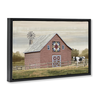 Toile flottante encadrée Traditional Barn & Windmill par Amber Sterling