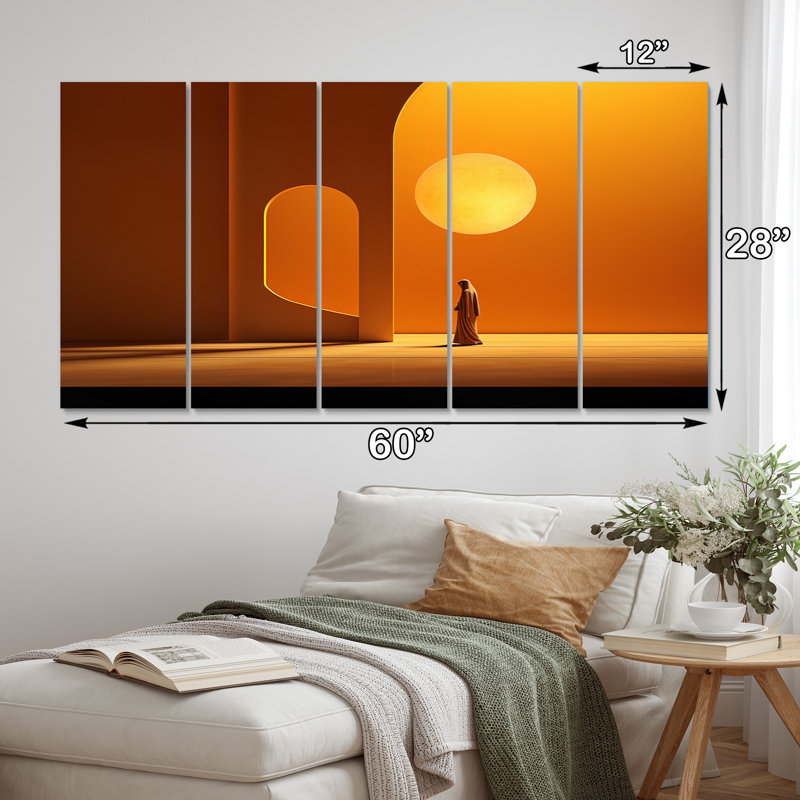 L'islam, art, lumière II - art mural sur toile, 5 panneaux égaux