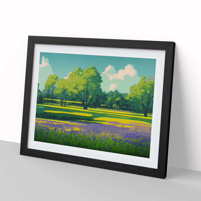 Miraculous Bluebell Field - Framed Print, Black, 46cm H x 64cm W x 2cm D