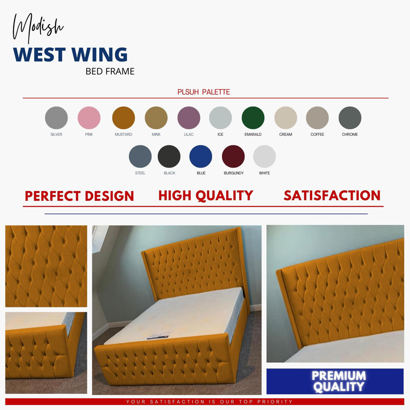 Dothan Upholstered Bed, Mustard, Kingsize (5')