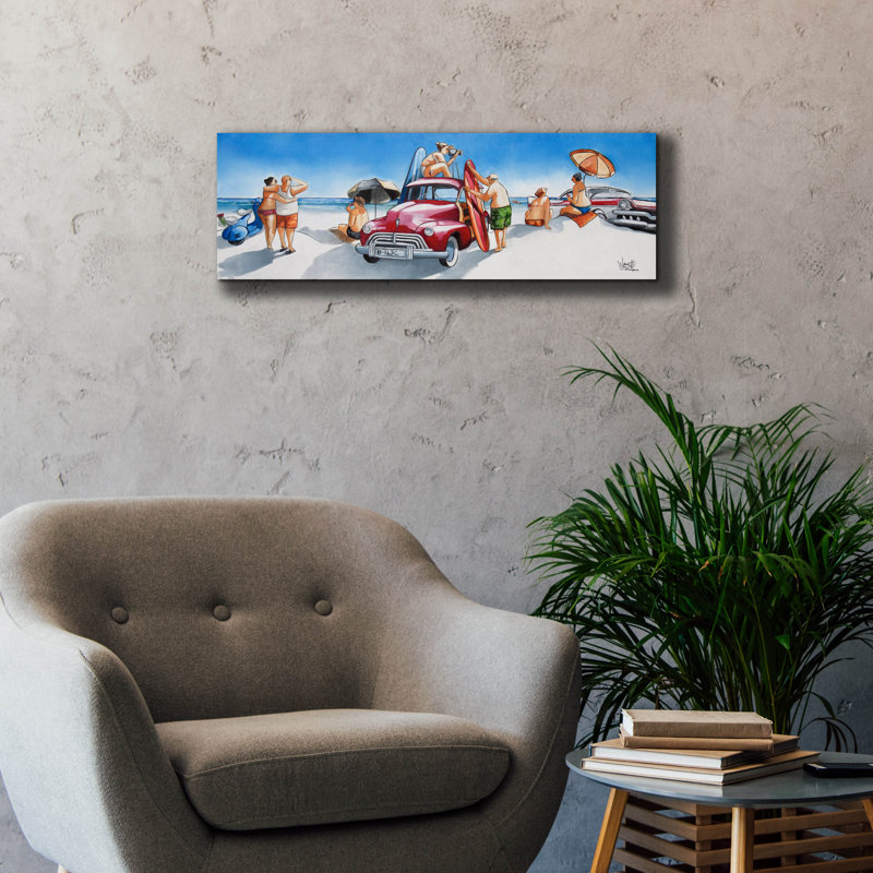 «Gone Surfing» par Ronald West, art mural sur toile, H 12 po x l 36 po