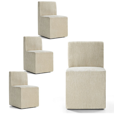 Chaises de salle à manger rembourrées avec roulettes cachées Modern Chenille