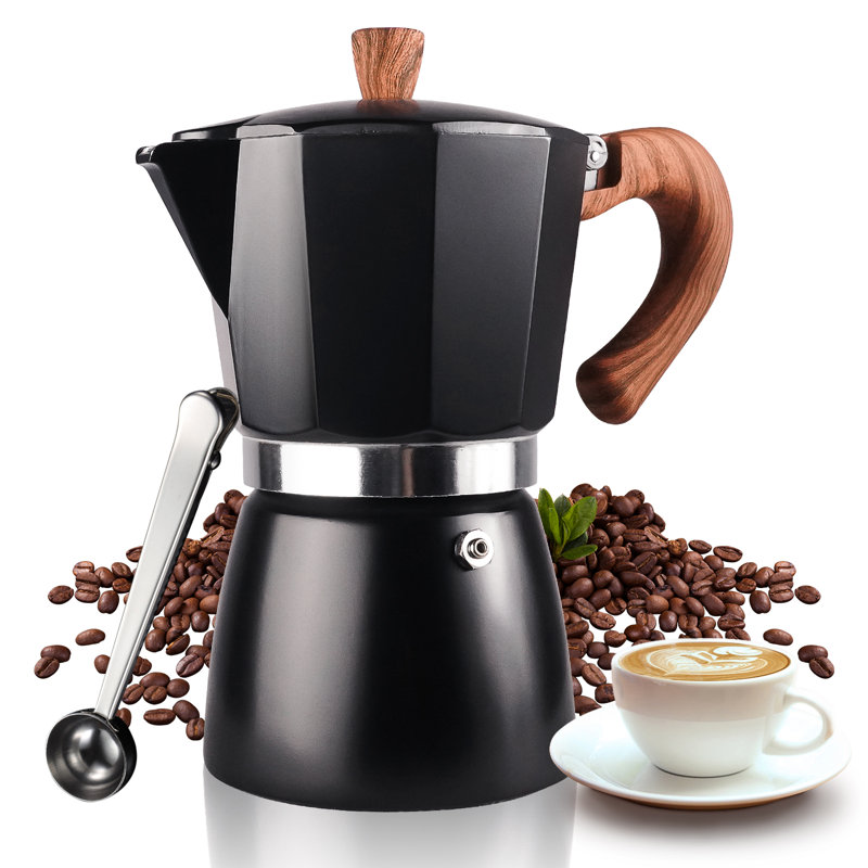 Belfry Kitchen Hoyt Stovetop Espresso Maker, Black