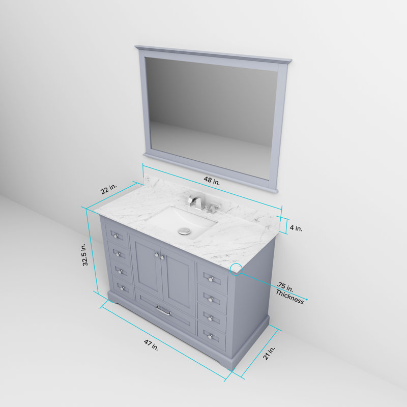 Meuble-lavabo simple l 48 po x P 22 po Dukes, Gris foncé