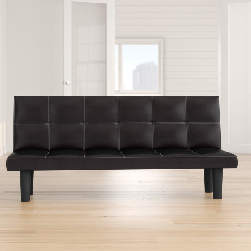 Berryhill 3 Seater Faux Leather Sofa Bed, Black