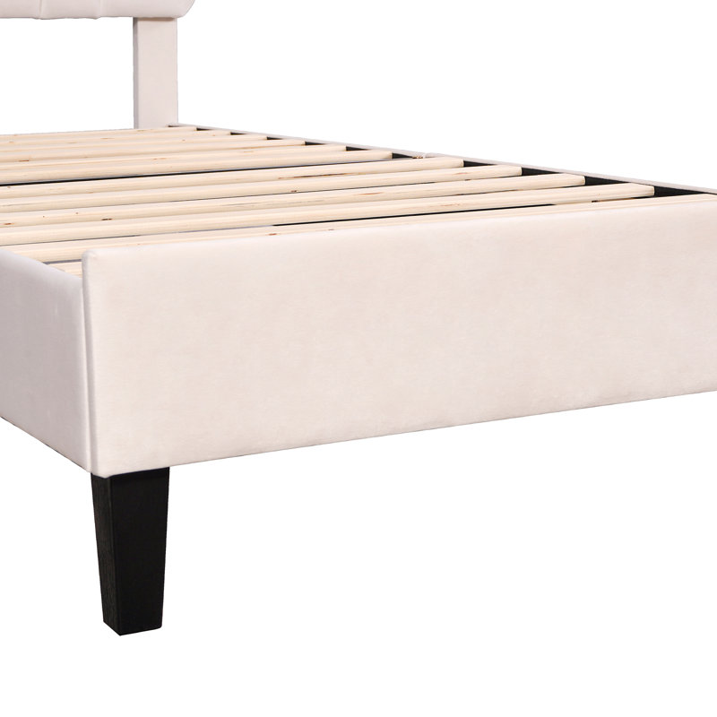 Penngrove Upholstered Bed, European Single (90 x 200cm), Beige
