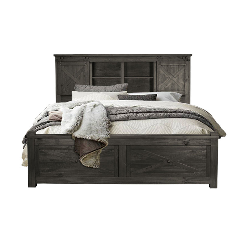 Lit plateforme avec rangement bas Carney, Très grand, Gris anthracite