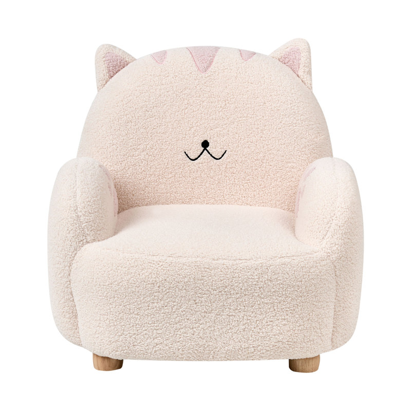 Kids Boucle Armchair Cat ZOAR, Brown/White