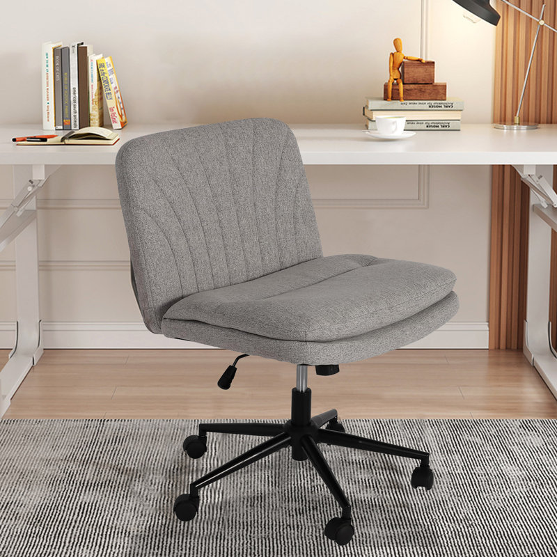 Chaise de bureau Tarrel, Gris, Mélange de lin