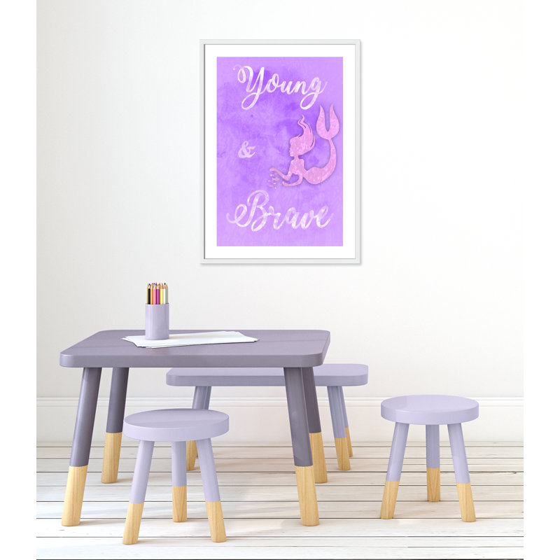 Brave Mermaids' Wall Decal, 34.5" H x 24.5" W x 1.18" D, White Box Framed