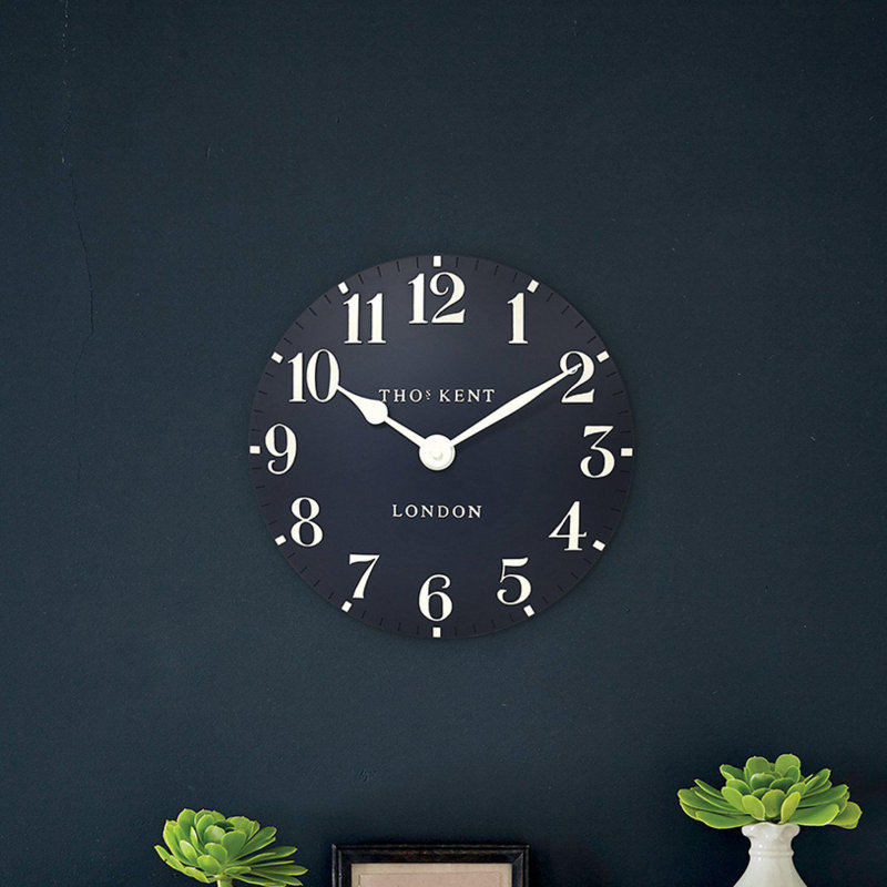 Arabic Metal Wall Clock, Dark Blue, 30cm H x 30cm W x 5cm D