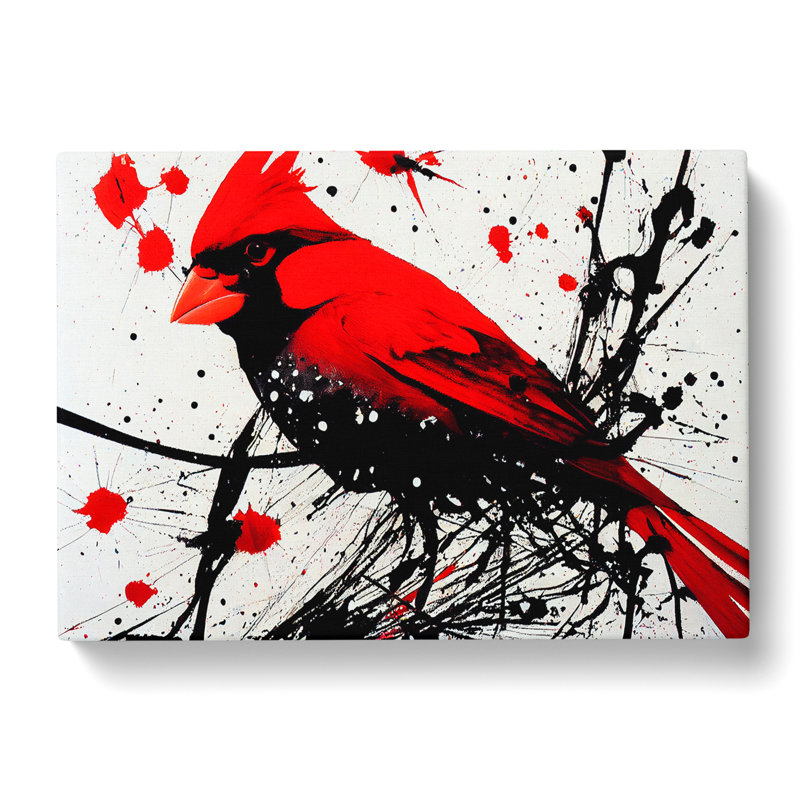 Cardinal Bird Splash Vol.1 - Wrapped Canvas Painting, 35cm H x 50cm W x 3cm D