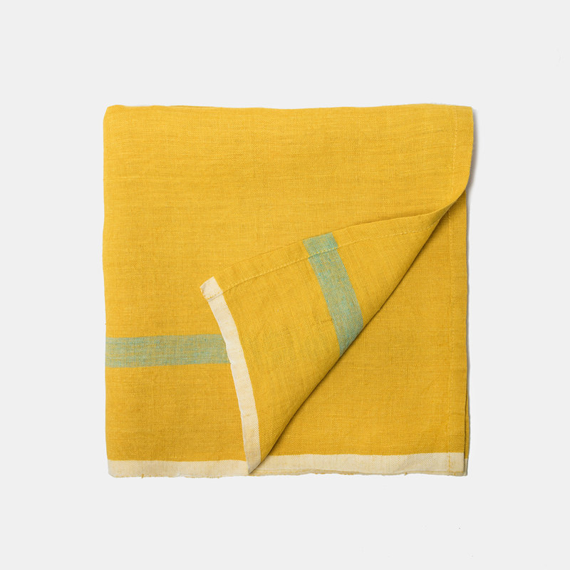 Laundered Linen Square, Lime/Aqua