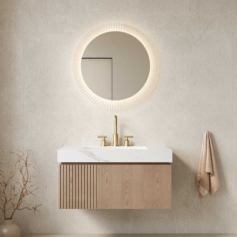 Meuble-lavabo flottant 36 po avec lavabo 36 po | 35,83 x 18,9 x 17,72 | Contreplaqué | 1 pièce | Meuble-lavabo | Blanc Carrara | Conception murale flottante