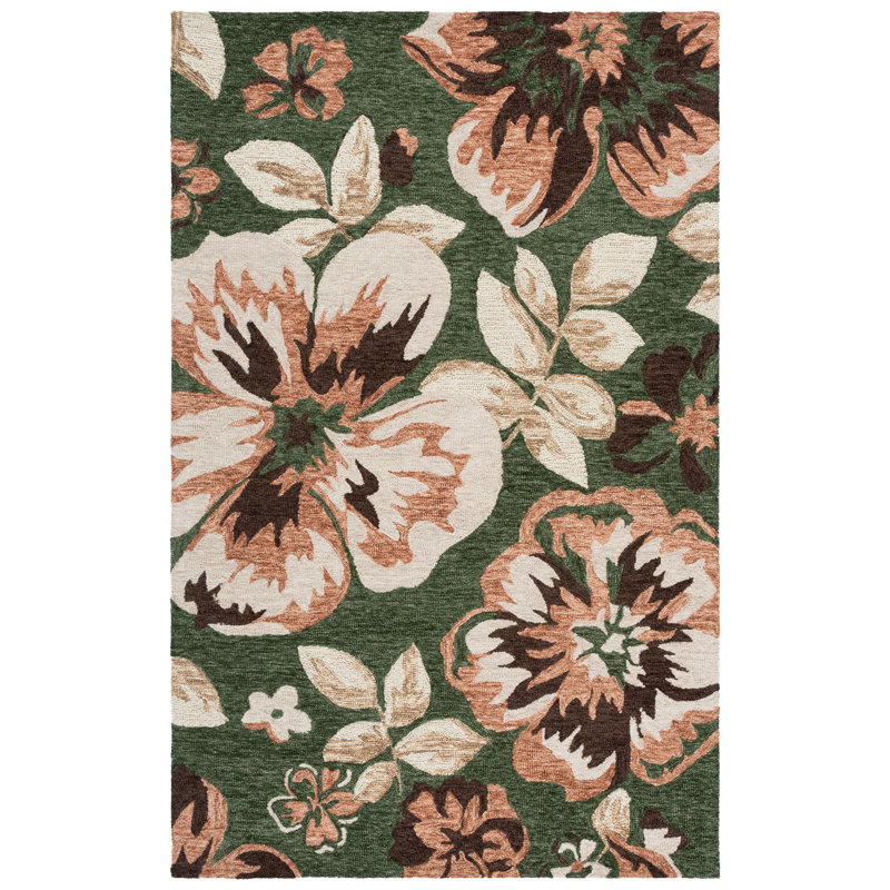 Jardin Hand Tufted Wool; Cotton Floral Indoor Rug, Rectangle 6' x 9'