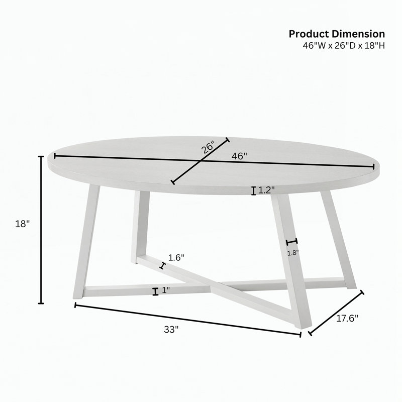Table basse moderne en bois ovale, Blanc
