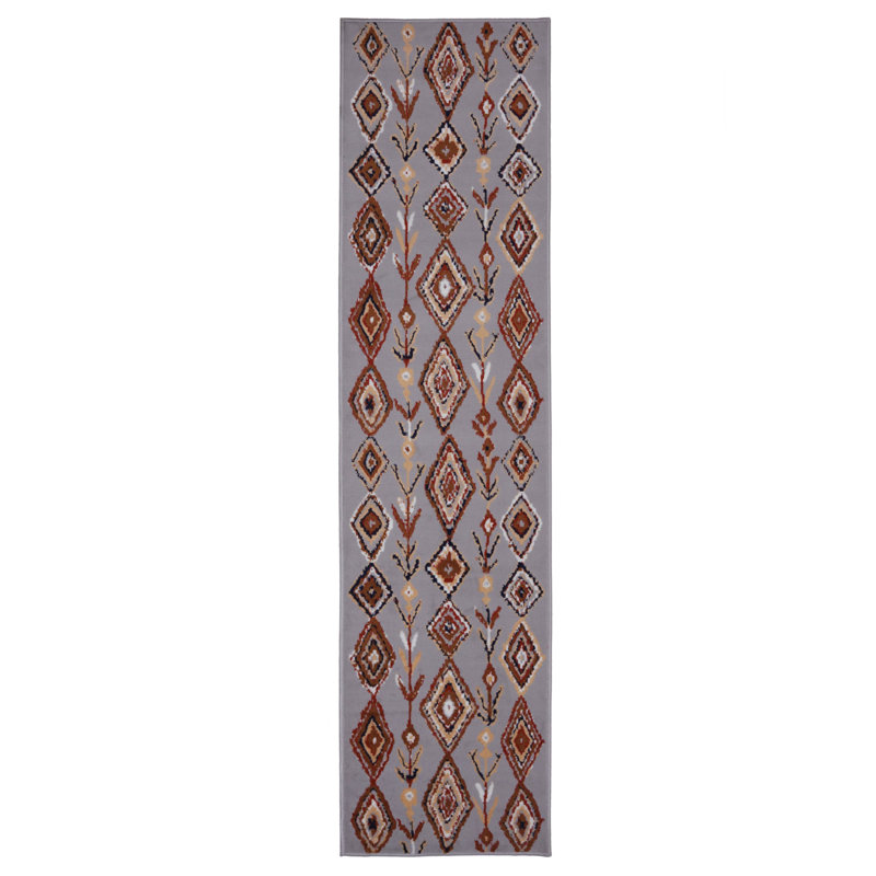 Tapis géométrique bleu, Tapis de couloir 2 pi x 8 pi
