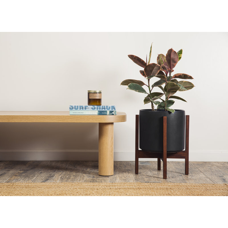 Pot à fleurs en grès Keyes, H 16,25 po x l 13,5 po x P 13,5 po, Noir/foncé
