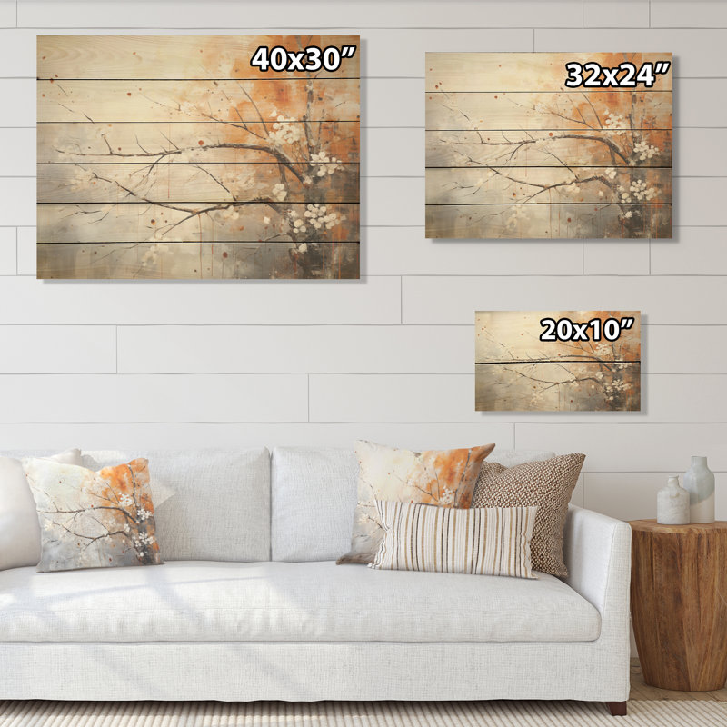 Hiver, arbre minimal, paysage I - neige, art sur bois de pin naturel, H 10 po x l 20 po