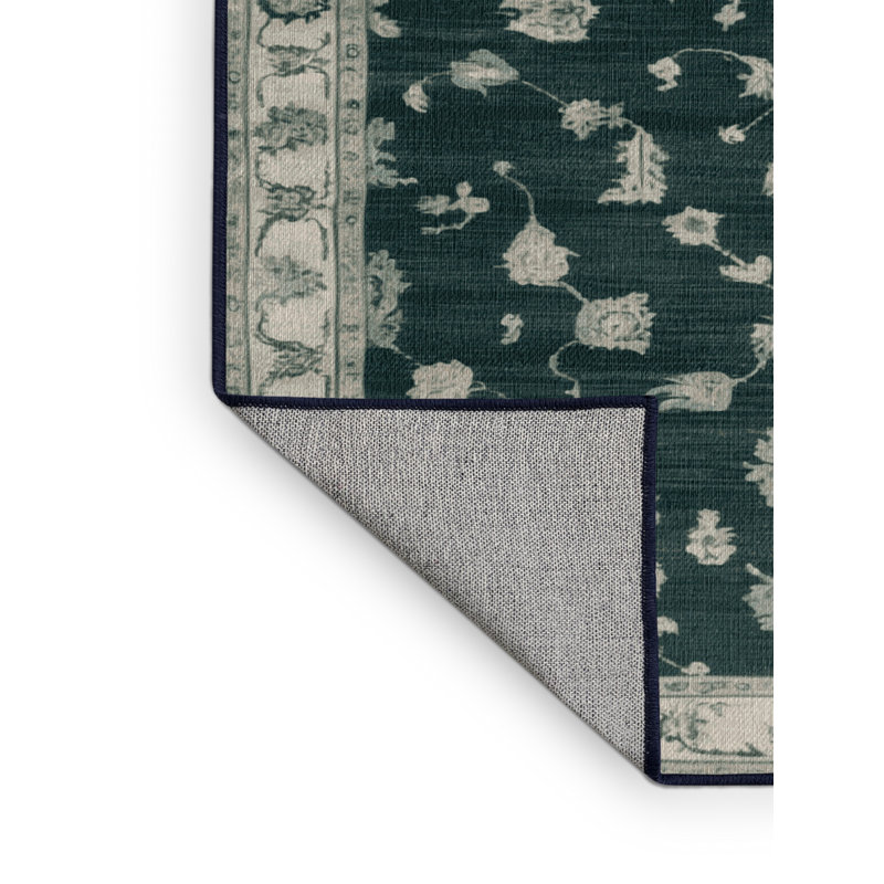 Tapis bleu lavé à la machine, Carré 8 pi