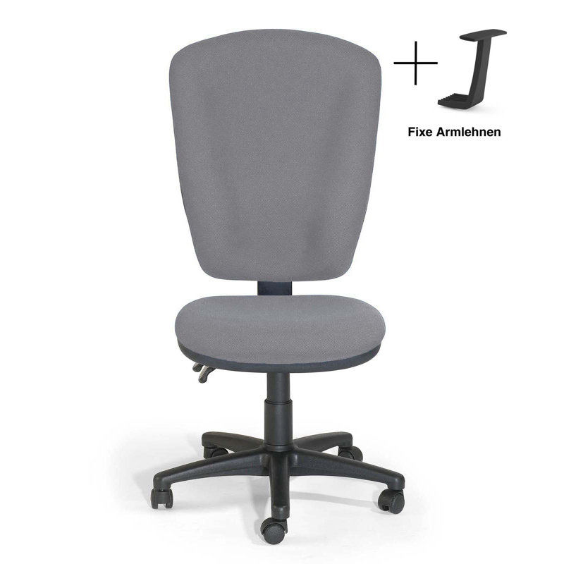 Polyester Blend Office Chair, Grey/Brown/Blue, No armrests