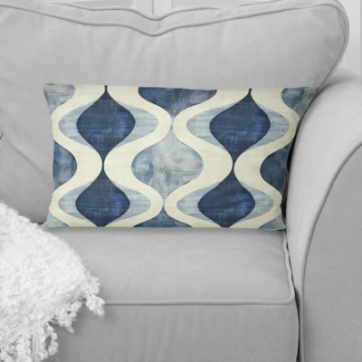 Blue Ogee Patterns II - Midcentury Lumbar Pillow