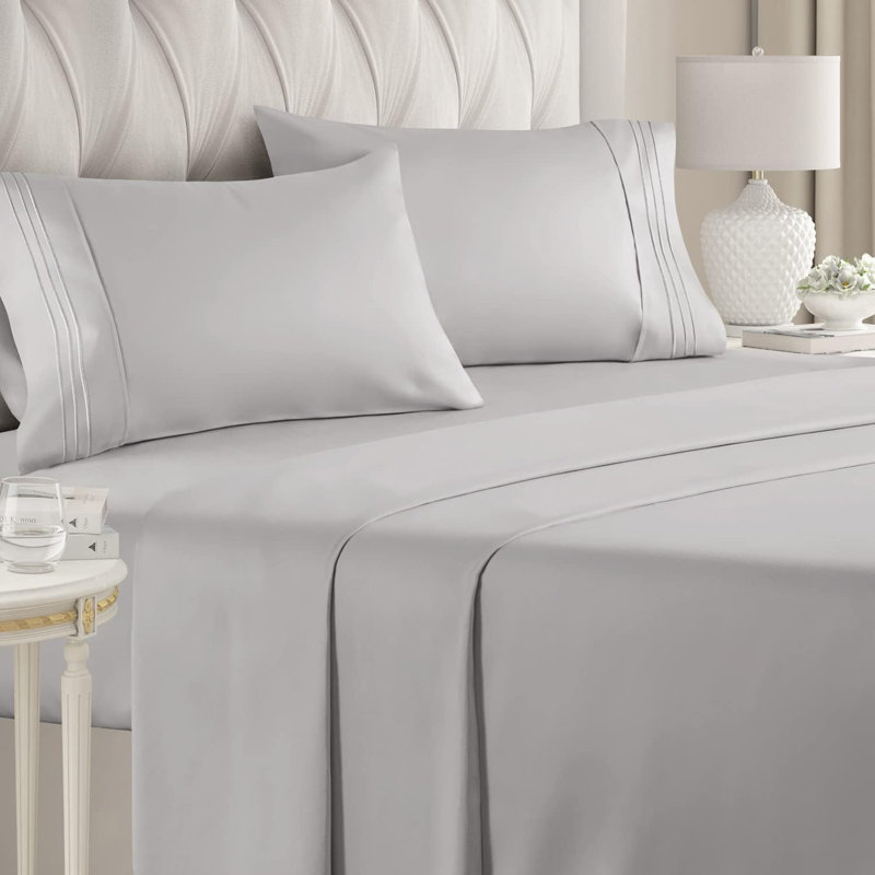 Premium Cooling, Soft & Wrinkle Free Sheet Set - Ultra Soft & Premium Hotel Luxury Bed Sheet Set, Light Gray
