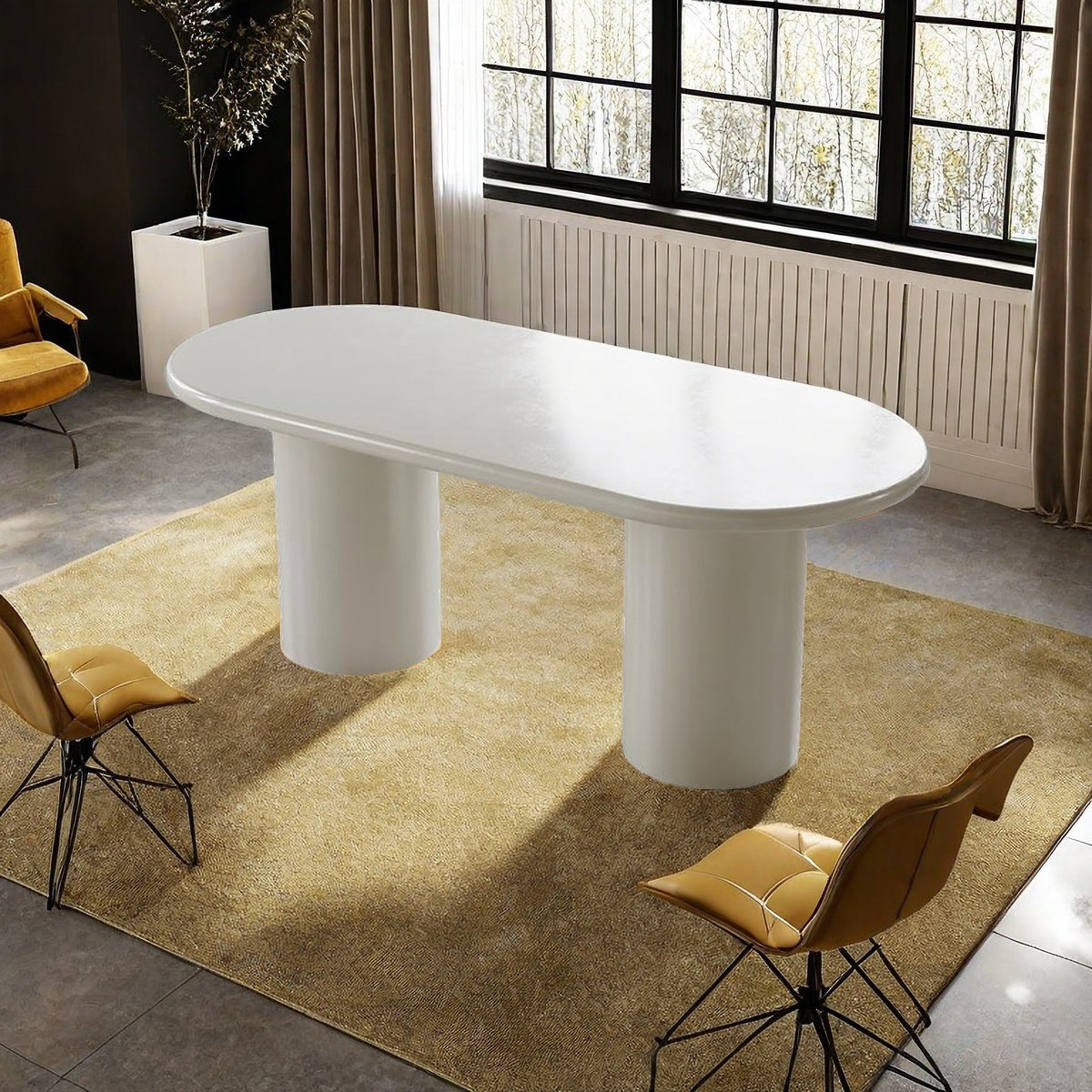 MRzenghong Cream Style Oval Dining Table with Steel Legs | Wayfair