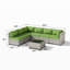 Ensemble de canapé modulaire d'extérieur 7 pièces avec osier en PEHD, coussins et table basse, ensemble de conversation modulaire pour patio-49195691