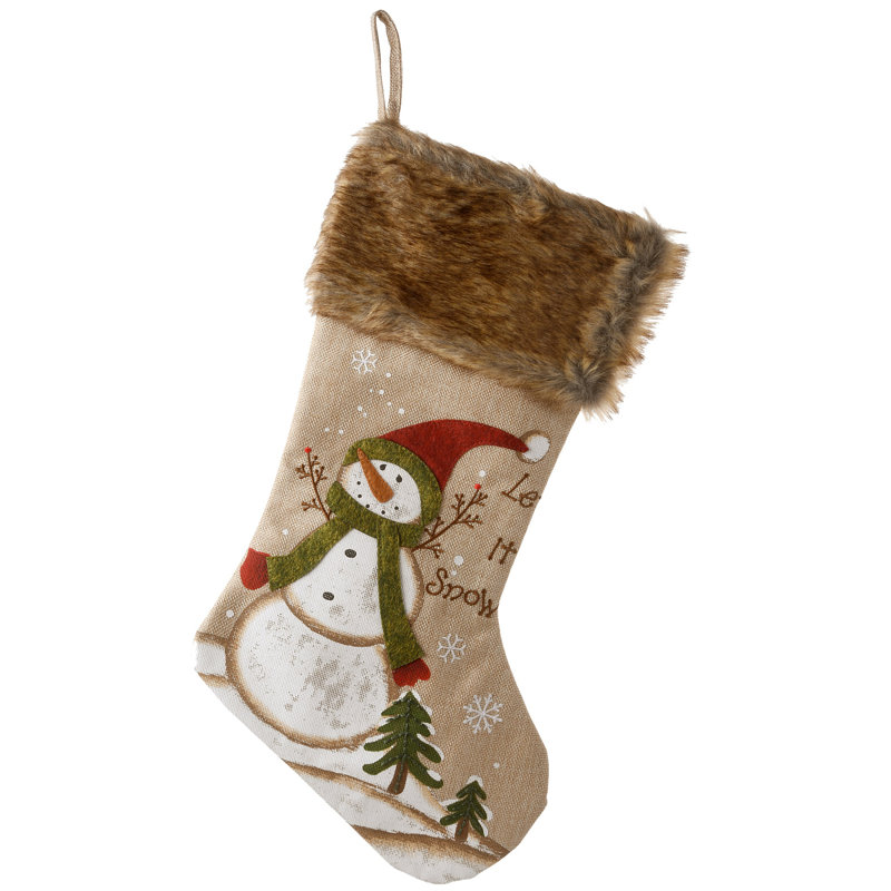 21" Alpine Collection Black Hat Snowman Stocking
