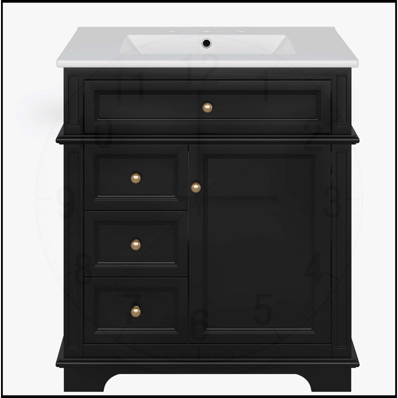 30-Inch Bathroom Vanity with Sink, Multiple Storage Solutions, Soft-Closing Door, and Elegant, Black