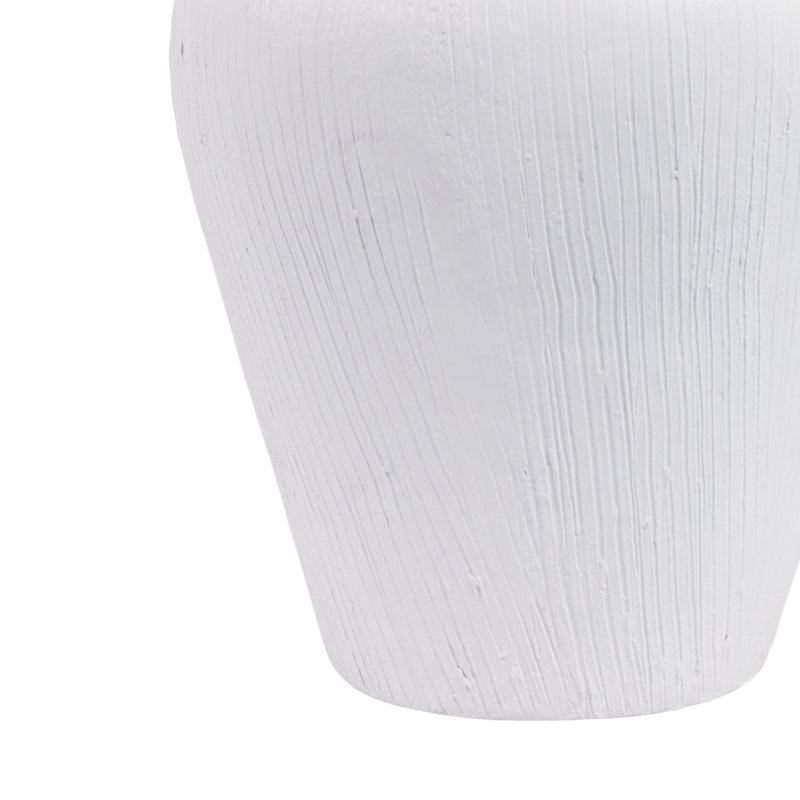 Grand vase décoratif avec poignée en rotin pour la maison - Vase à fleurs contemporain pour décoration de table, de salon ou de vestibule - 17 po, blanc