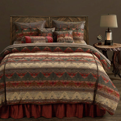 Sierra Brown/Red/Tan Aztec Print Western Rustic 7 Piece Comforter Set