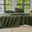 Ensemble de literie 100% coton lavé 4 pièces, 1 drap-housse, 1 drap plat et 2 taies d'oreiller, ensemble de draps texturés confortables-124541786-124541788