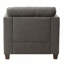 Chaise avec accoudoirs évasés gris clair et coussins décoratifs