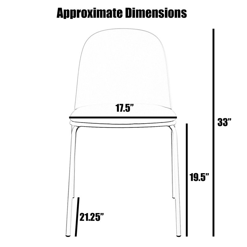 Appley Modern Stackable Dining Chairs – Set of 2, Plastic Seat with Padded Cushion & Metal Legs for Kitchen or Dining Room