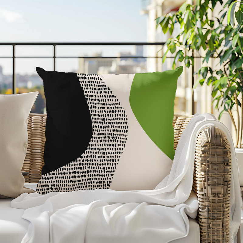 Coussin carré intérieur / extérieur pia, 19"H x 19"W, Chartreuse / noir / blanc cassé