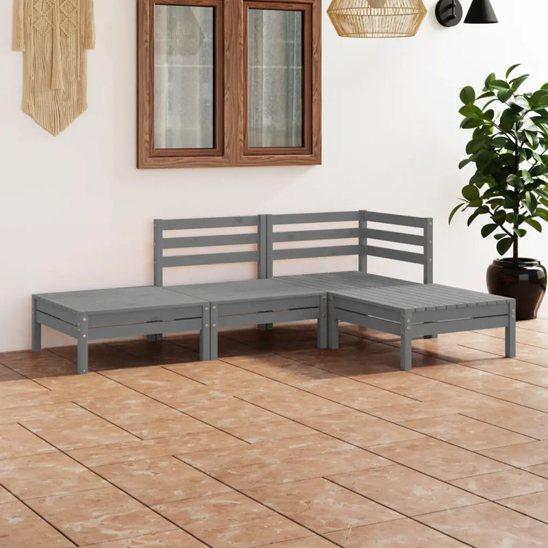 Boesch Solid Wood 2- Person Patio Sofa, Grey