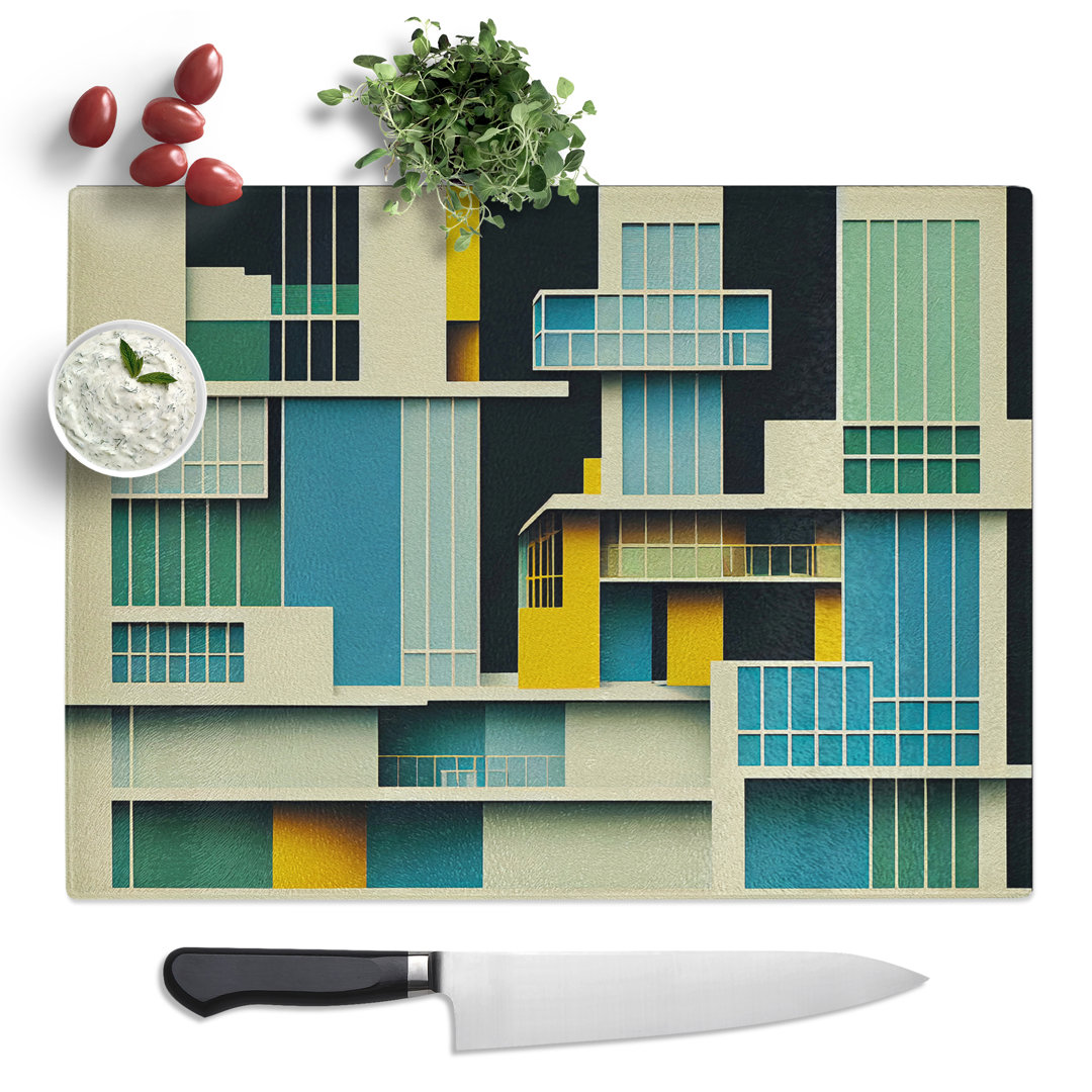 Modern Bauhaus Architecture Abstract  Glass Chopping Board