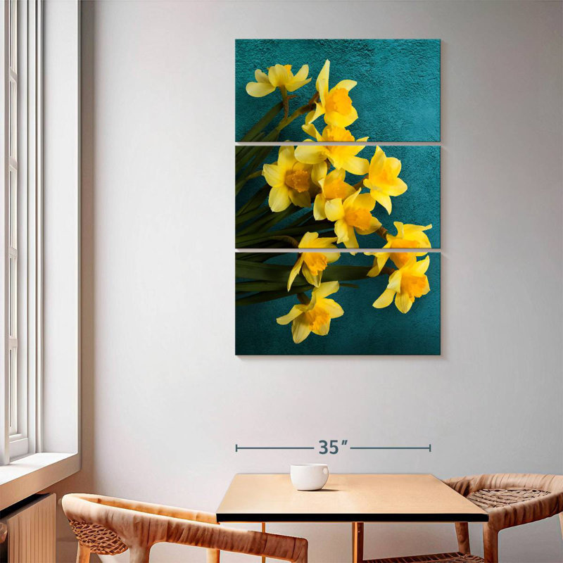 Harnek Daffodils On Teal, 65" H x 42" W