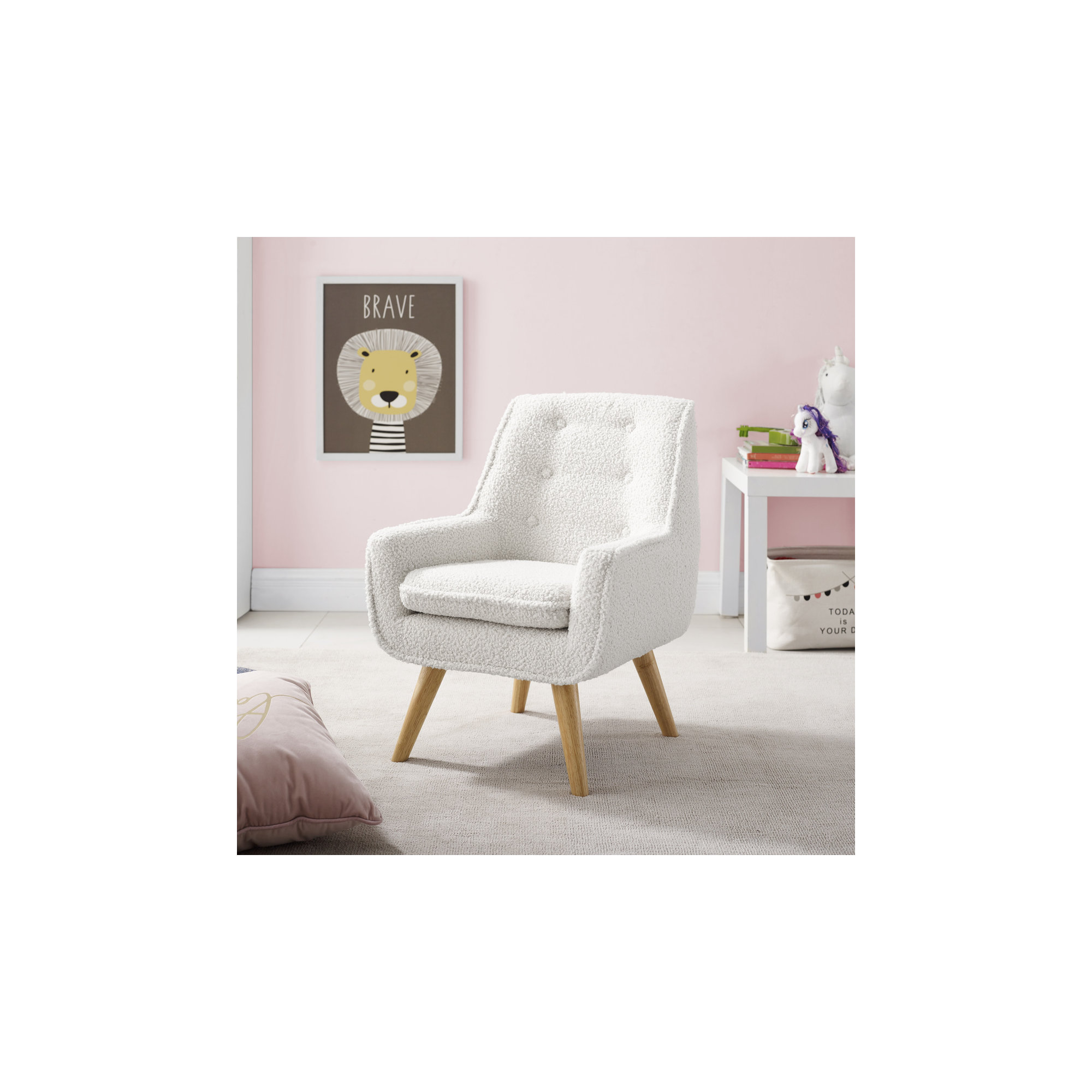 Kids 14.5" Sherpa Chair, White